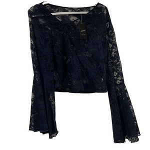 BEBE Lace Navy Blue Top size L Large